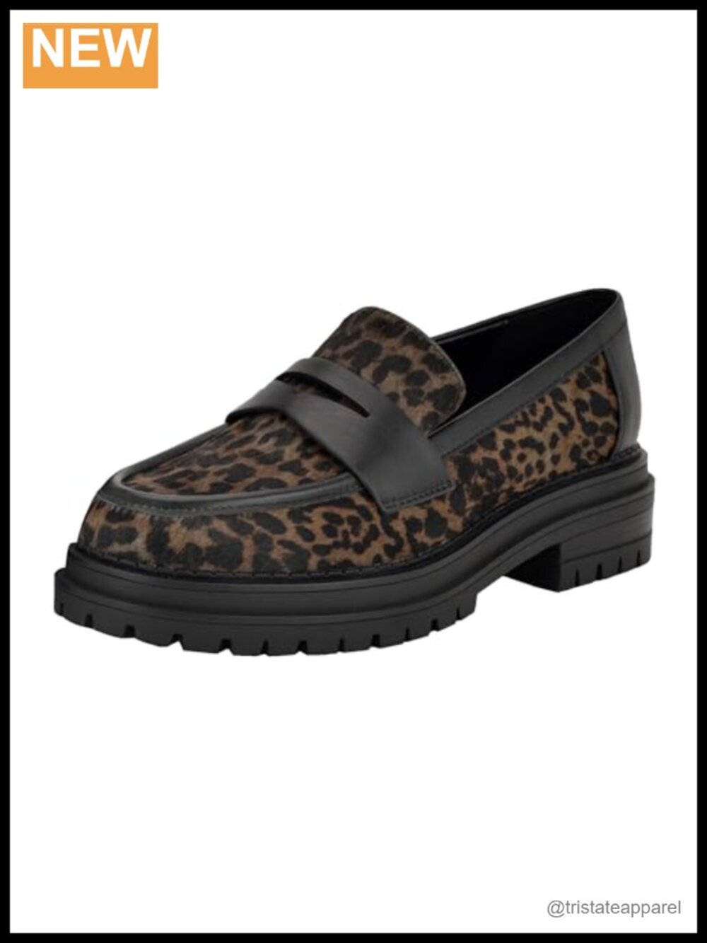 Faux Leather Chunky Block Heel Almond Toe Pull-On Loafers for Casual Wear